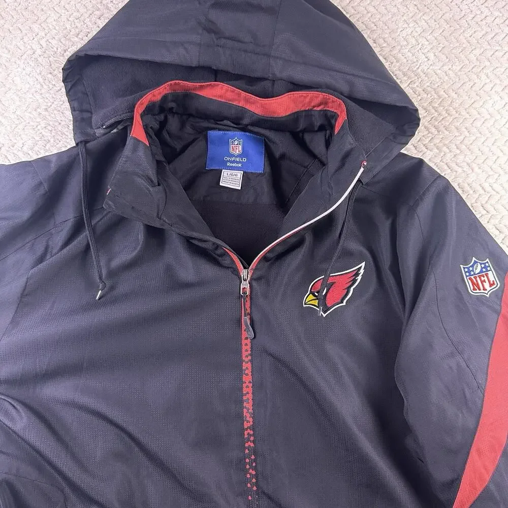 Reebok On‎ Field Arizona Cardinals Zip Up Jacket Size Large Removable Hood